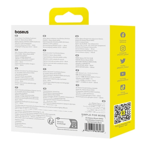 Bezprzewodowe słuchawki dokanałowe TWS Baseus Bowie WM02 (czarne) OS - Słuchawki dokanałowe - Baseus