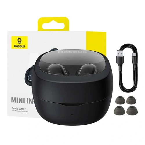 Bezprzewodowe słuchawki dokanałowe TWS Baseus Bowie WM02 (czarne) OS - Słuchawki dokanałowe - Baseus