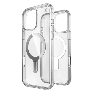 Case Speck Presidio Perfect-Clear ClickLock & MagSafe Apple iPhone 16 Pro Max (Clear / Chrome Finish / Serene Silver) - iPhone 16 Pro Max - Speck