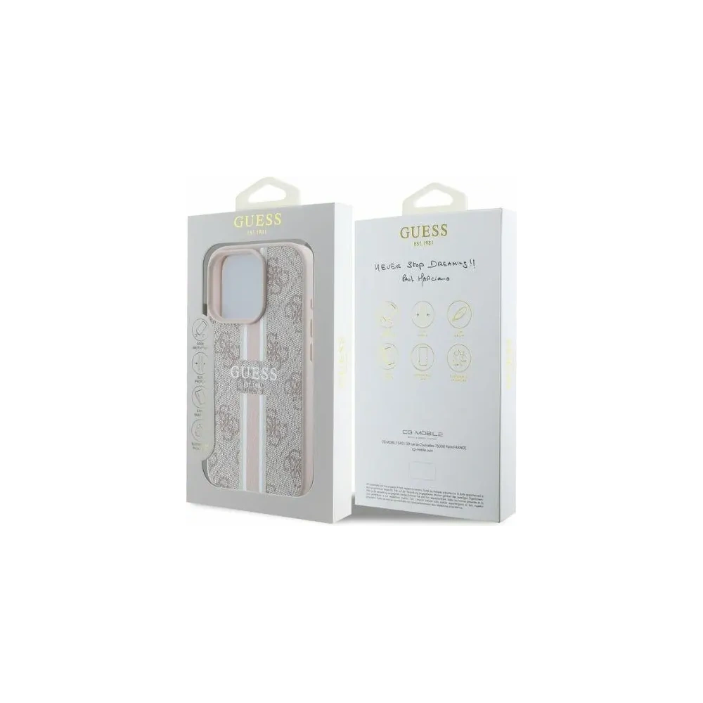 Hurtownia GSM - Case Guess GUHMP16LP4RPSP für Apple iPhone 16 Pro Hardcase 4G Gedruckte Streifen MagSafe rosa - GUE3464 - {ean13} - Hurt