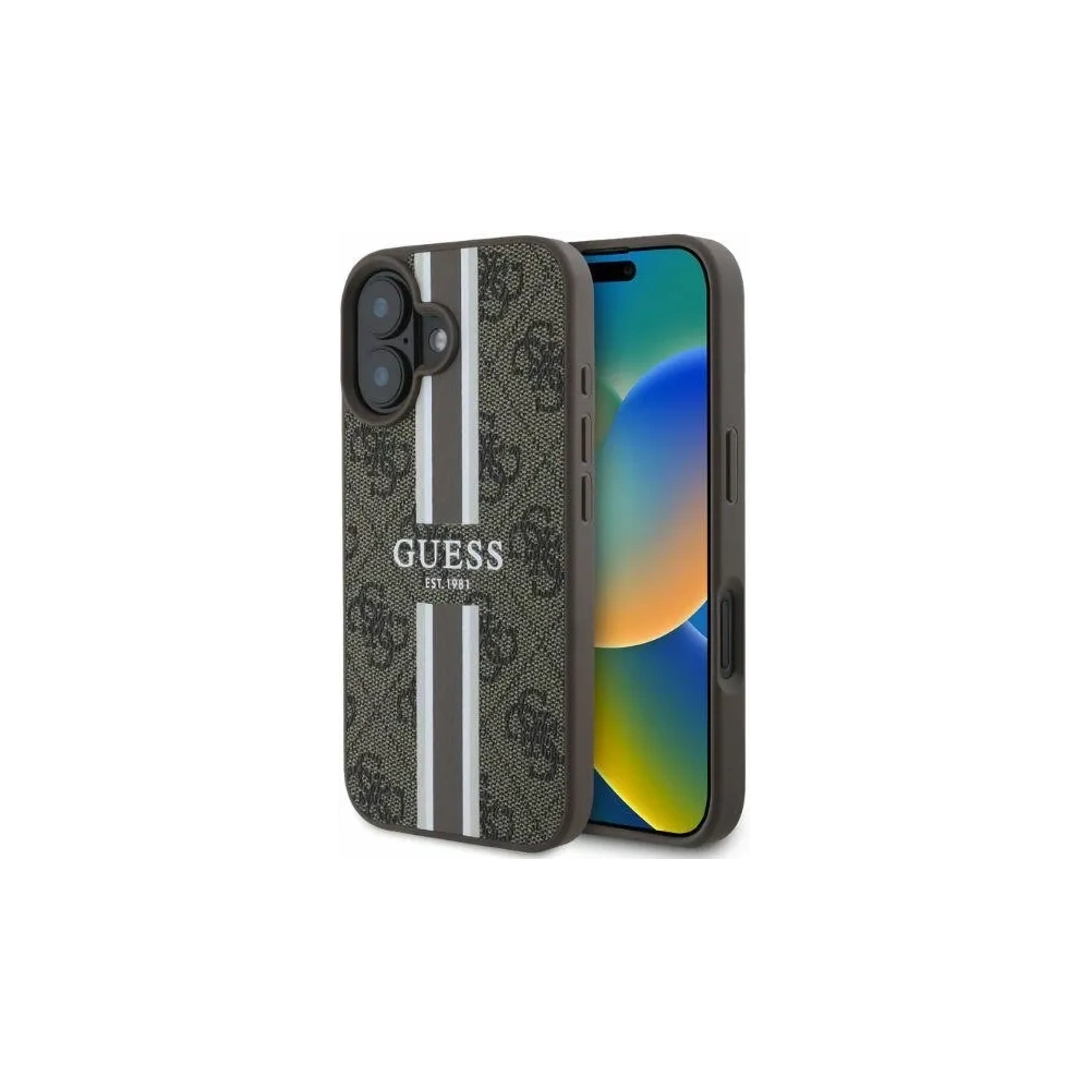 Hurtownia GSM - Etui Guess GUHMP16SP4RPSW Apple iPhone 16 hardcase 4G Printed Stripes MagSafe barna - GUE3468 - {ean13} - Hurt
