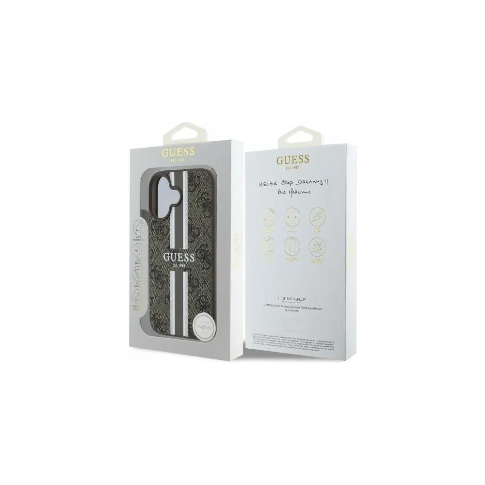 Hurtownia GSM - Case Guess GUHMP16SP4RPSW Apple iPhone 16 Hardcase 4G Gedruckte Streifen MagSafe braun - GUE3468 - {ean13} - Hurt