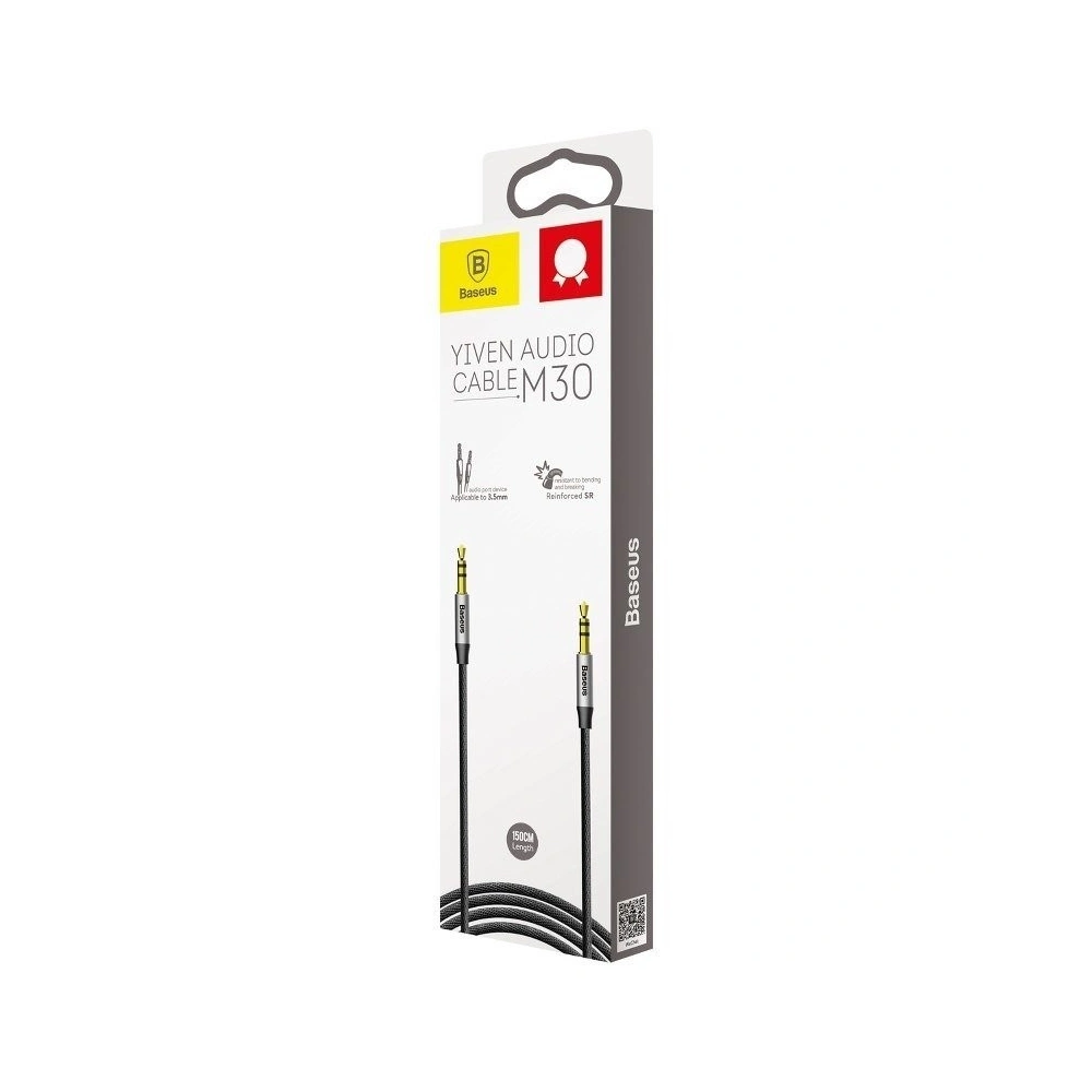 Hurtownia GSM - Kabel audio mini jack 3,5mm AUX Baseus Yiven 1,5m (czarno-srebrny) - BSU919BLKSLV - {ean13} - Hurt