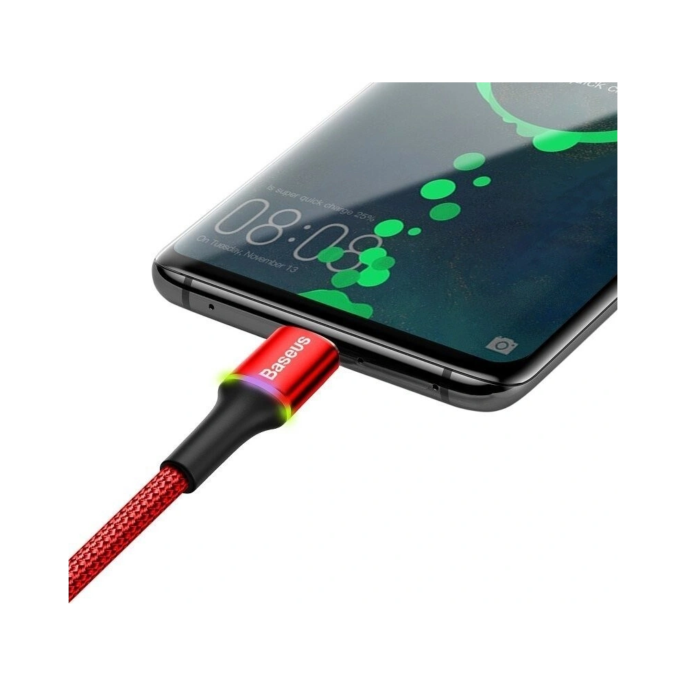 Hurtownia GSM - Kabel USB-C z podświetleniem LED Baseus Halo 0,25m 3A (czerwony) - BSU921RED - {ean13} - Hurt