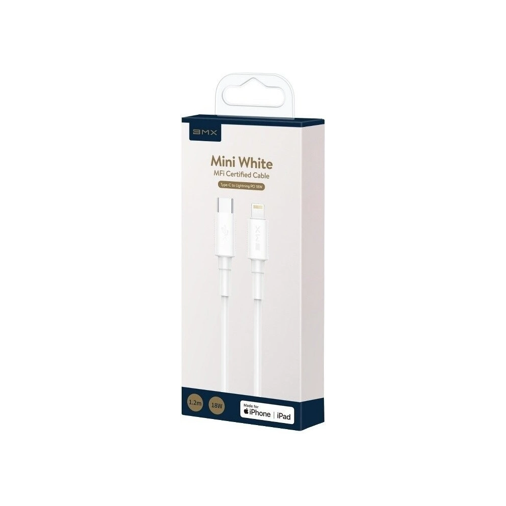 Hurtownia GSM - Kabel USB-C do Lightning Baseus BMX Mini White, MFi, Power Delivery, 18W, 1,2m (biały) - BSU932WHT - {ean13} - Hurt