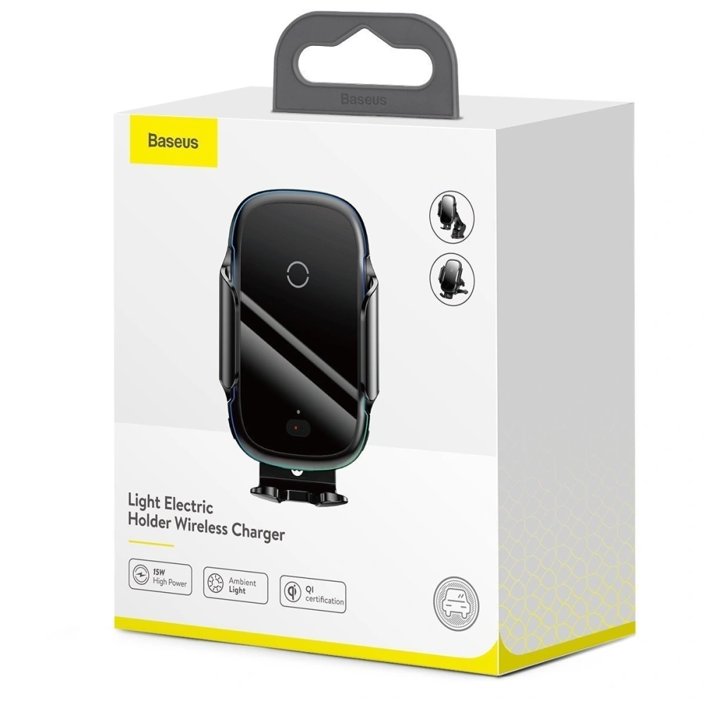 Hurtownia GSM - Samochodowy uchwyt Baseus Light Electric Holder z ładowarką indukcyjną Qi (czarny) - BSU940BLK - {ean13} - Hurt