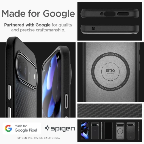 Etui Spigen Enzo Aramid Google Pixel 9 Pro XL Matte Black - Pixel 9 Pro XL - Spigen