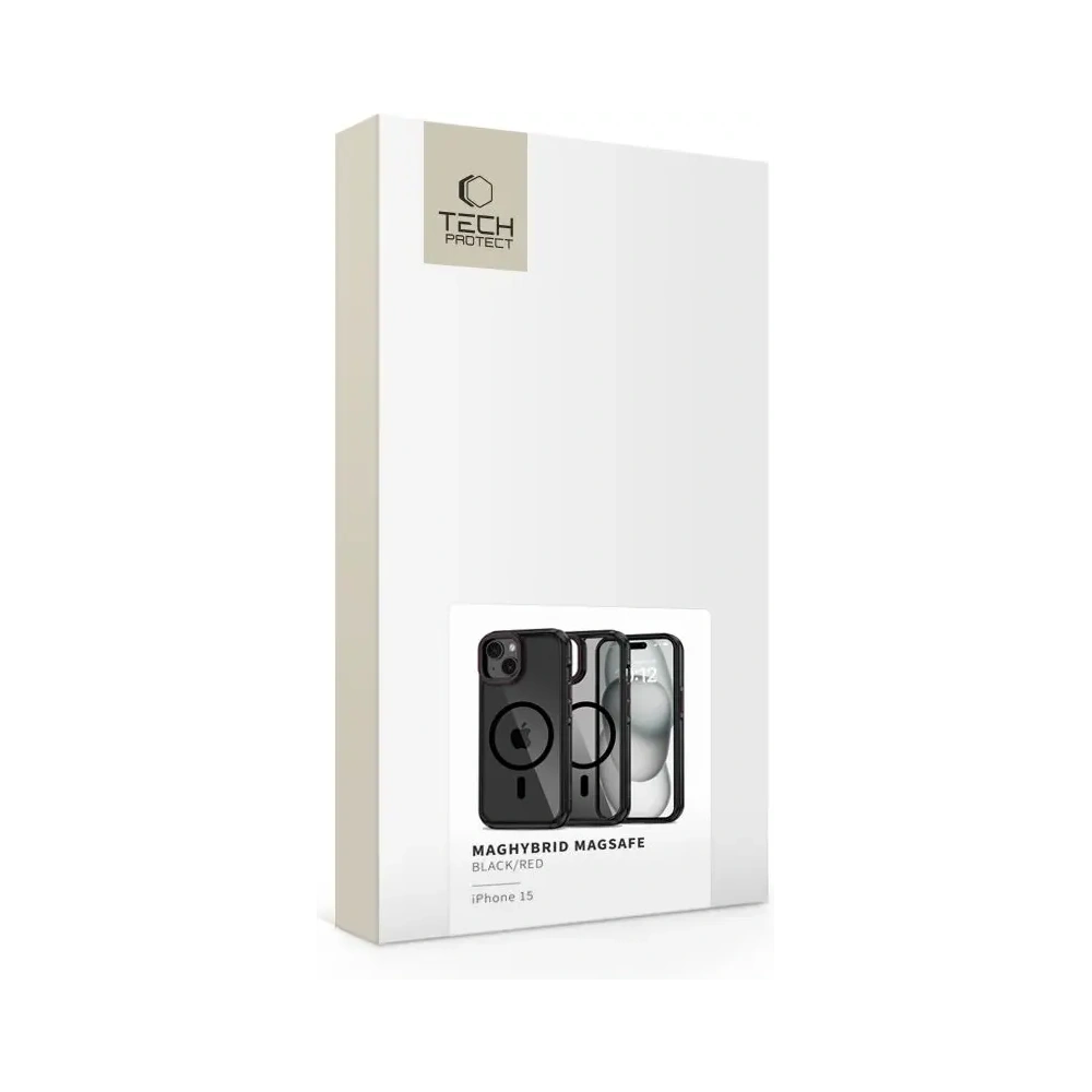 Hurtownia GSM - Pouzdro Tech-protect MagHybrid MagSafe Apple iPhone 15 černá/červená - THP3072 - {ean13} - Hurt