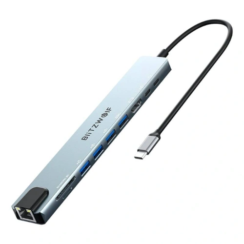 Stacja dokująca Blitzwolf BW-TH5 10w1 USB-C (srebrny) - !ZAIMPORTOWANE - BlitzWolf
