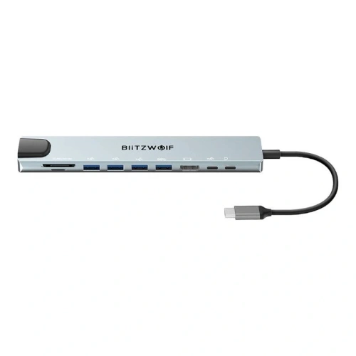 Stacja dokująca Blitzwolf BW-TH5 10w1 USB-C (srebrny) - !ZAIMPORTOWANE - BlitzWolf