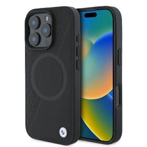 Hurtownia GSM - BMW BMHMP16L23RTPK Apple iPhone 16 Pro hardcase Sign Leather Half Textured And Circle MagSafe černé - BMW686 - {ean13} - Hurt