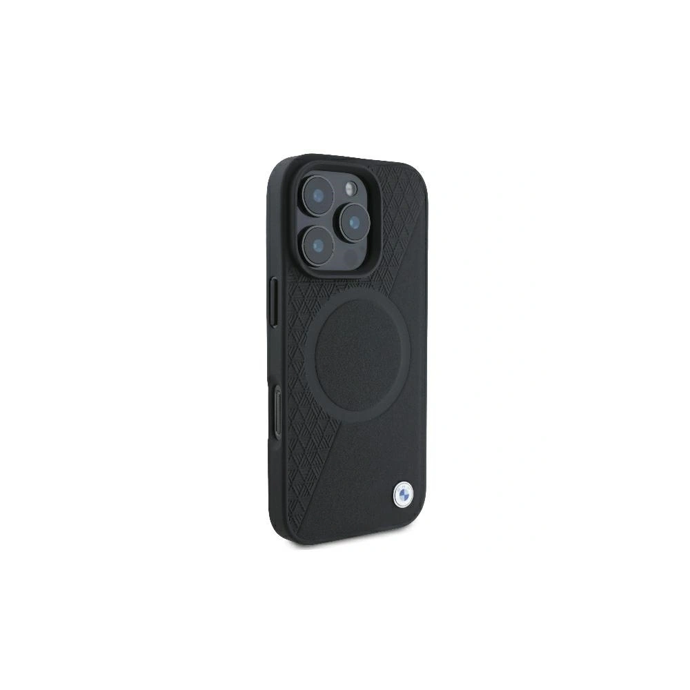 Wholesale Case BMW BMHMP16L23RTPK Apple iPhone 16 Pro hardcase Sign Leather Half Textured And Circle MagSafe black - BMW686 - {ean13} - Hurt