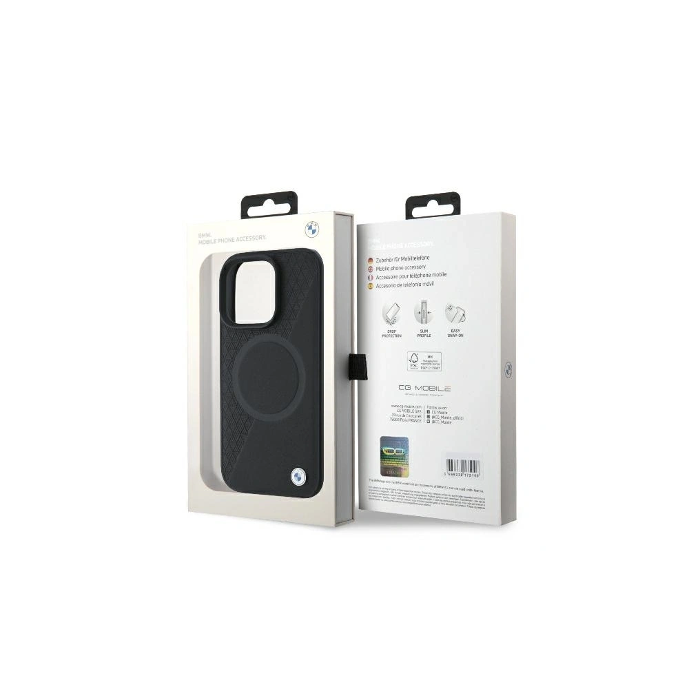 Wholesale Case BMW BMHMP16L23RTPK Apple iPhone 16 Pro hardcase Sign Leather Half Textured And Circle MagSafe black - BMW686 - {ean13} - Hurt
