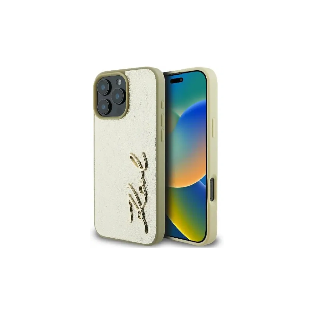 Hurtownia GSM - Karl Lagerfeld KLHCP16LPFMFBKMD Apple iPhone 16 Pro hardcase Metal Signature zlatý - KLD2136 - {ean13} - Hurt