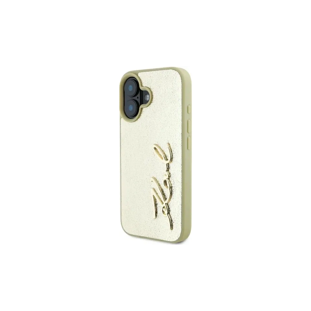 Hurtownia GSM - Karl Lagerfeld KLHCP16SPFMFBKMD Apple iPhone 16 hardcase Metal Signature zlatý - KLD2139 - {ean13} - Hurt