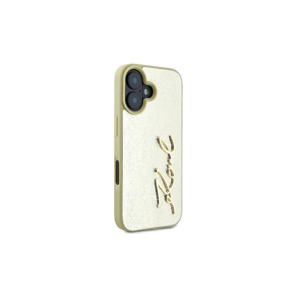 Hurtownia GSM - Karl Lagerfeld KLHCP16SPFMFBKMD Apple iPhone 16 hardcase Metal Signature zlatý - KLD2139 - {ean13} - Hurt