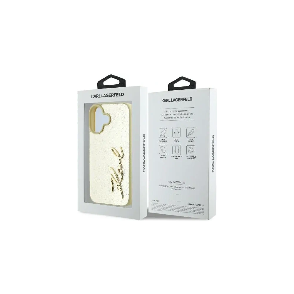 Hurtownia GSM - Karl Lagerfeld KLHCP16SPFMFBKMD Apple iPhone 16 hardcase Metal Signature zlatý - KLD2139 - {ean13} - Hurt