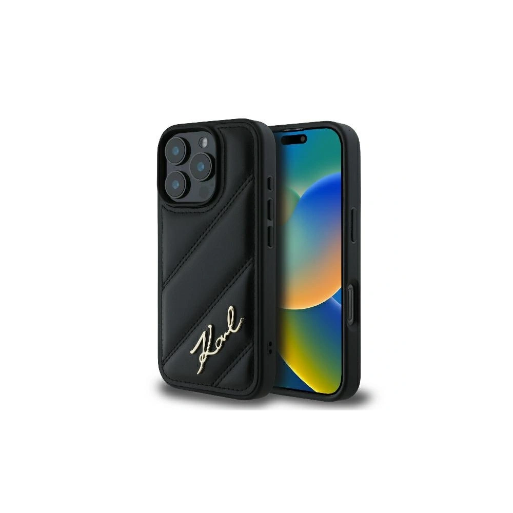 Hurtownia GSM - Karl Lagerfeld KLHCP16XPQDSMGK Apple iPhone 16 Pro Max hardcase Quilted Signature negru - KLD2140 - {ean13} - Hurt