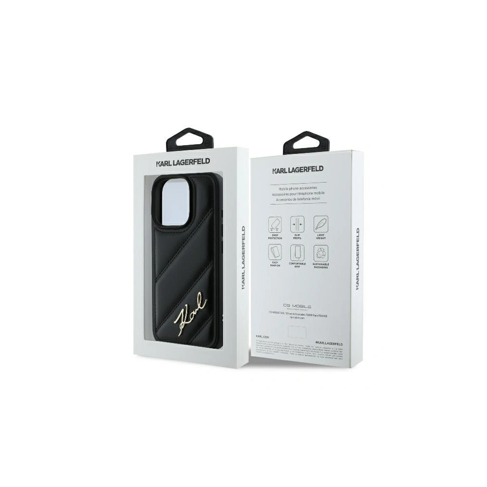 Hurtownia GSM - Karl Lagerfeld KLHCP16XPQDSMGK Apple iPhone 16 Pro Max hardcase Quilted Signature negru - KLD2140 - {ean13} - Hurt
