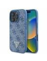 Guess GUHCP16LP4TDPB Apple iPhone 16 Pro Hardcase Leder 4G Triangle Strass MagSafe blau - iPhone 16 Pro - Guess