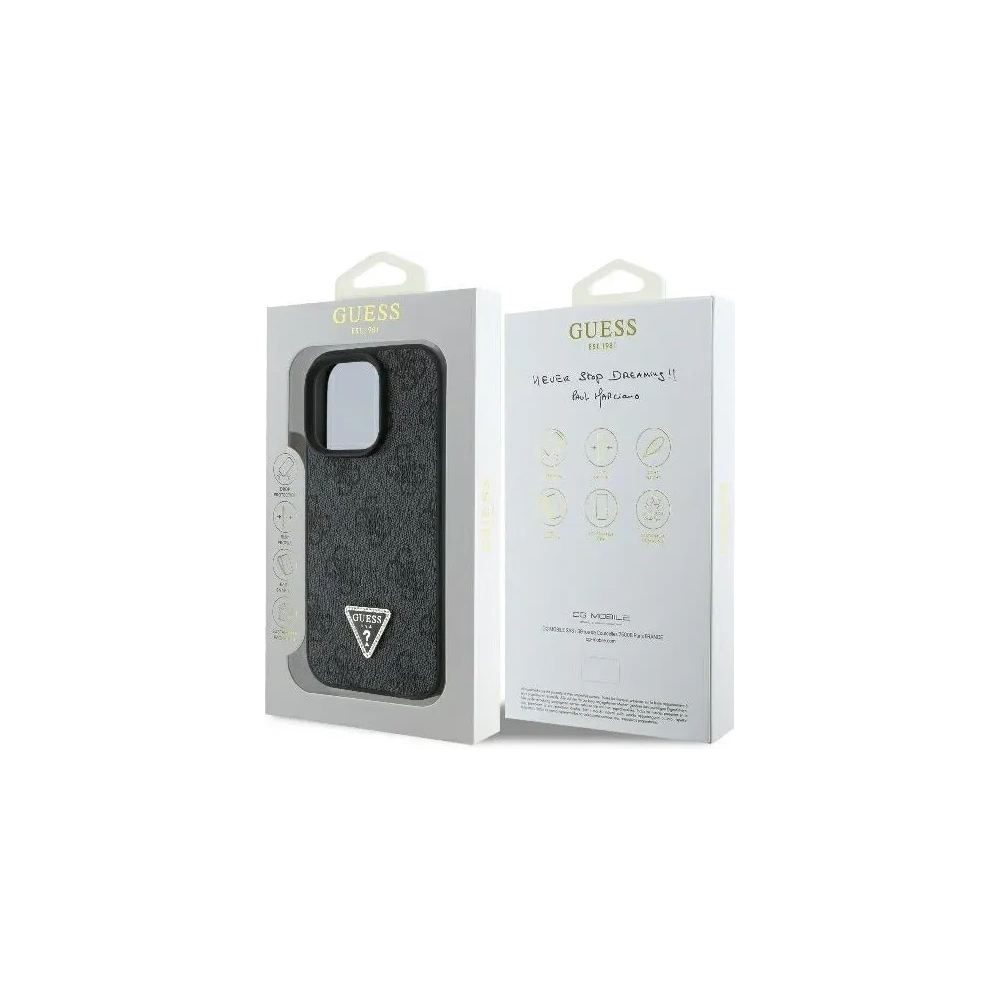 Wholesale Case Guess GUHCP16LP4TDPK Apple iPhone 16 Pro hardcase Leather 4G Triangle Strass MagSafe black - GUE3482 - {ean13} - Hurt