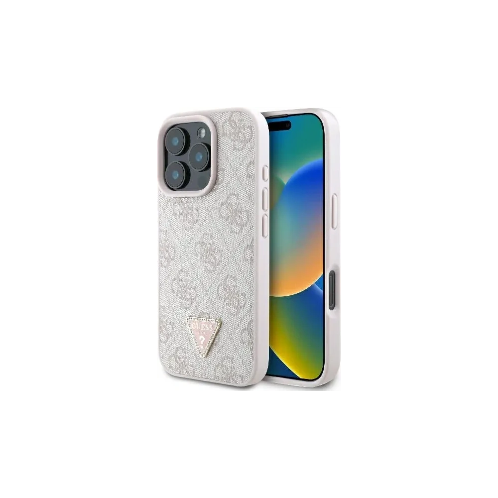 Hurtownia GSM - Guess GUHCP16LP4TDPP Apple iPhone 16 Pro kemény tok Bőr 4G Triangle Strass MagSafe rózsaszín - GUE3483 - {ean13} - Hurt