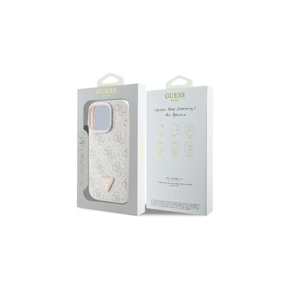 Hurtownia GSM - Guess GUHCP16LP4TDPP Apple iPhone 16 Pro kemény tok Bőr 4G Triangle Strass MagSafe rózsaszín - GUE3483 - {ean13} - Hurt