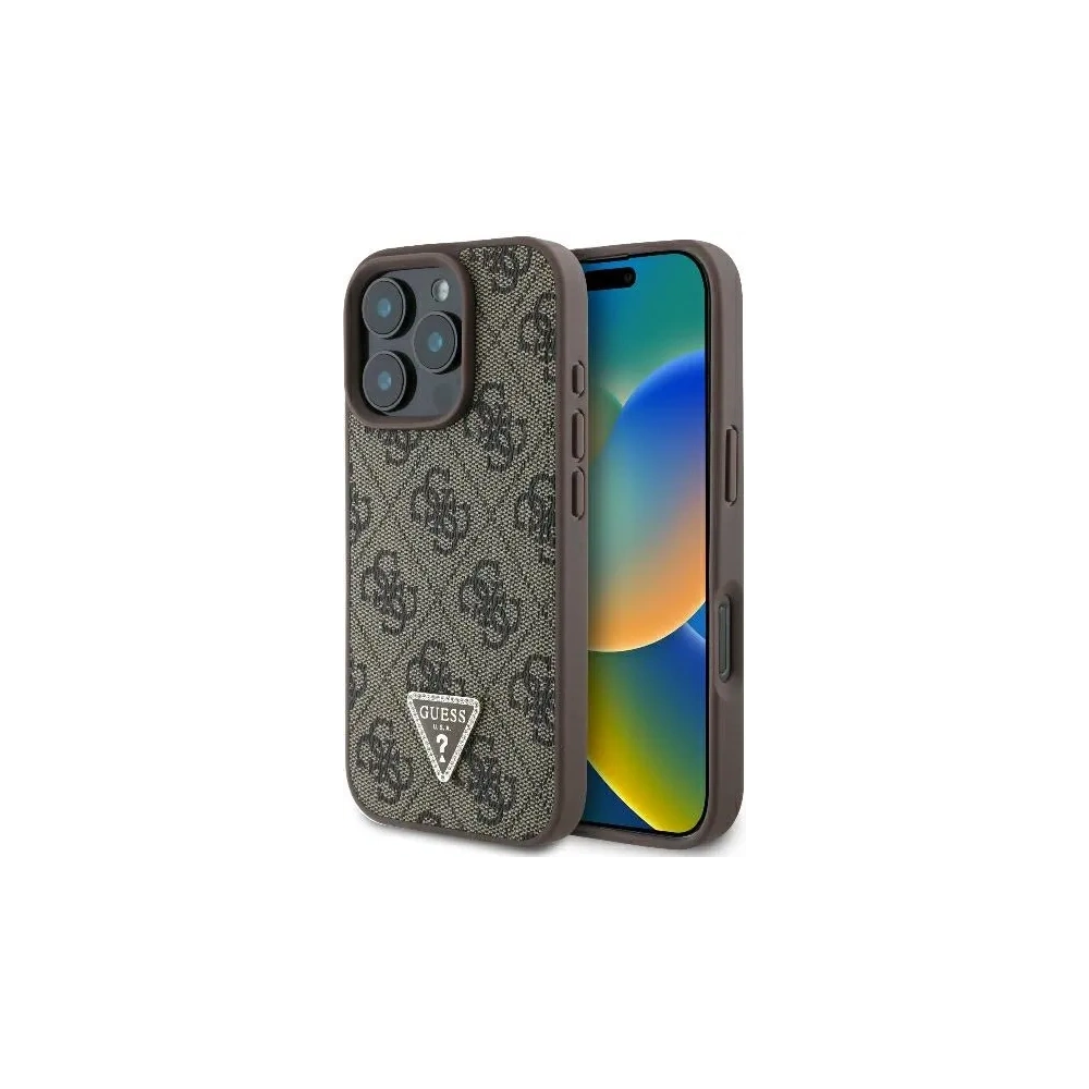 Hurtownia GSM - Guess GUHCP16LP4TDPW Apple iPhone 16 Pro hardcase Kožené 4G Triangle Strass MagSafe hnědé - GUE3484 - {ean13} - Hurt