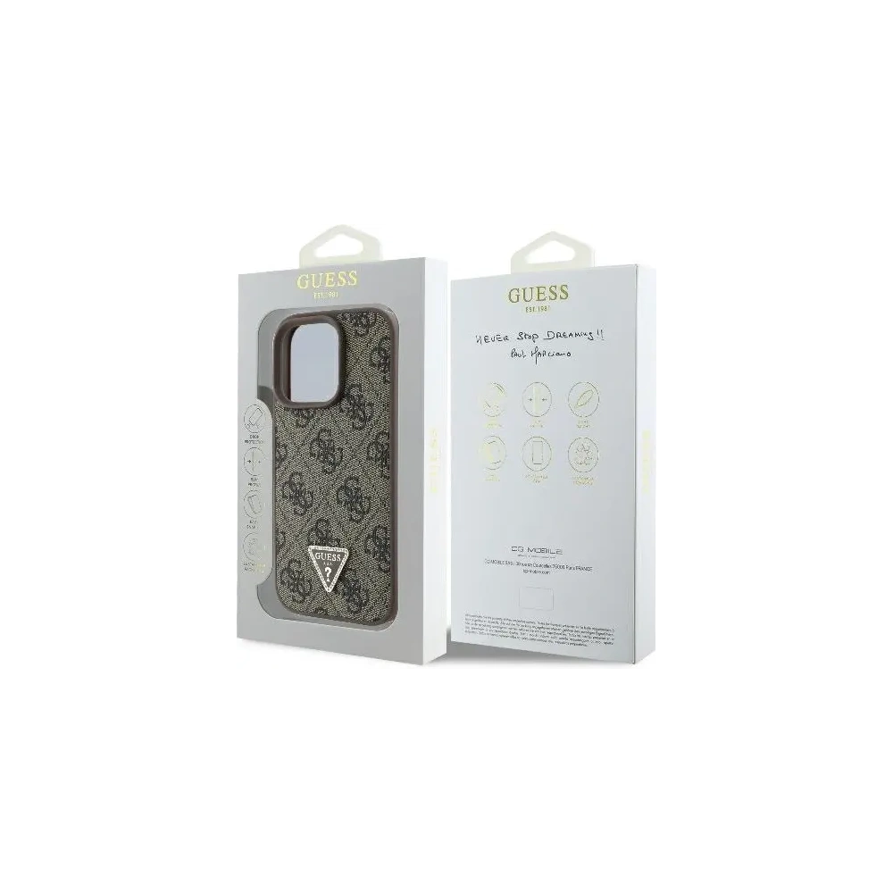 Hurtownia GSM - Guess GUHCP16LP4TDPW Apple iPhone 16 Pro Hardcase Leder 4G Triangle Strass MagSafe braun - GUE3484 - {ean13} - Hurt