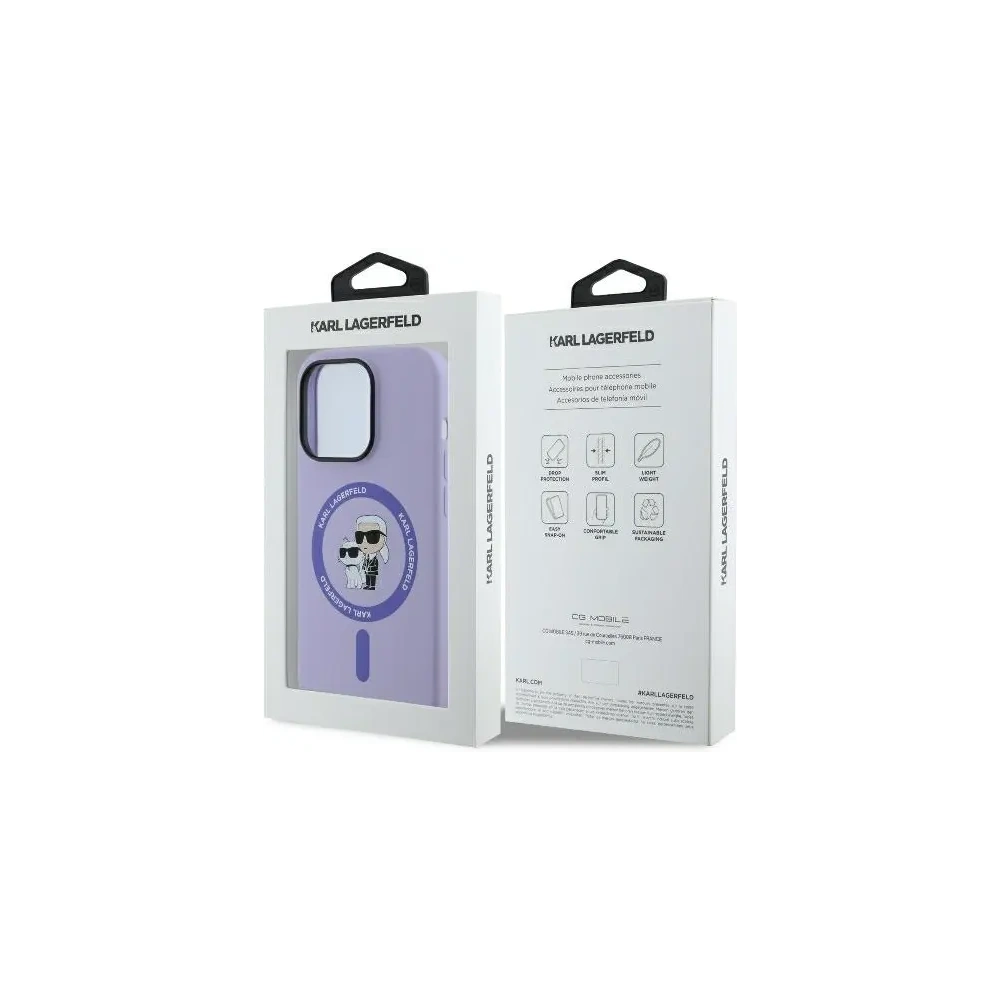 Hurtownia GSM - Karl Lagerfeld KLHMP14XSCMKCRHU Apple iPhone 14 Pro Max kemény tok Szilikon Karl&Choupette Heads Gyűrű MagSafe lila - KLD2142 - {ean13} - Hurt