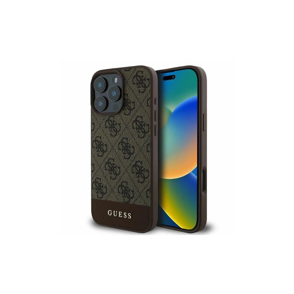 Hurtownia GSM - Fall Guess GUHCP16LG4GLBR Apple iPhone 16 Pro Hardcase 4G Unterstreifen braun - GUE3489 - {ean13} - Hurt