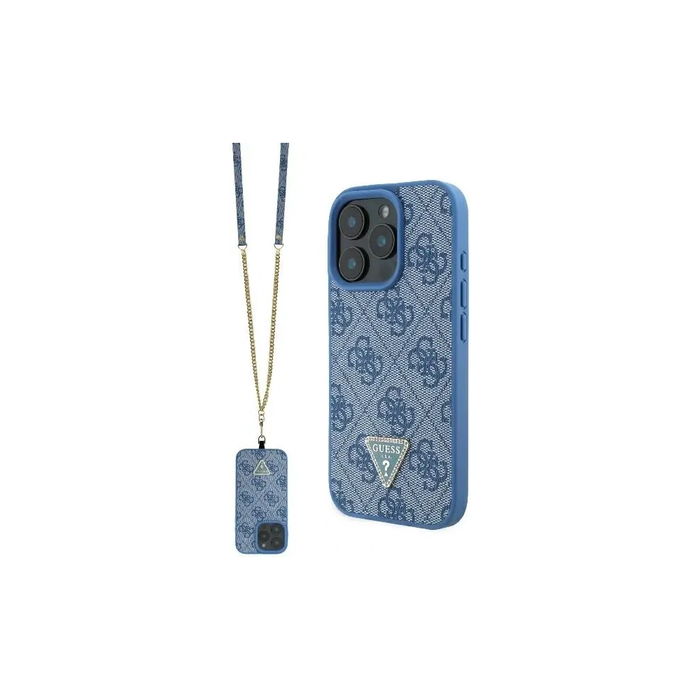 Hurtownia GSM - Fall Guess GUHCP16LP4TDSCPB Apple iPhone 16 Pro Hartschale Leder Metall Logo Strass Crossbody blau - GUE3493 - {ean13} - Hurt