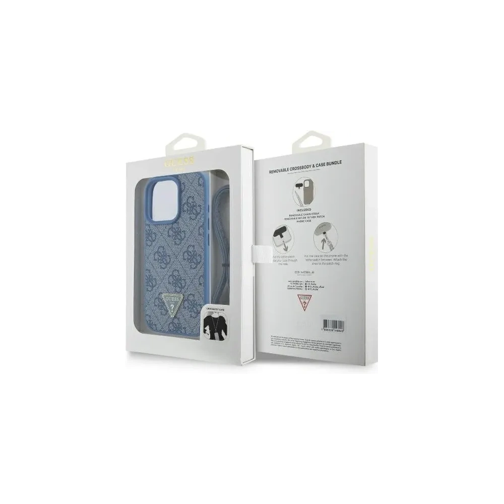 Hurtownia GSM - Fall Guess GUHCP16LP4TDSCPB Apple iPhone 16 Pro Hartschale Leder Metall Logo Strass Crossbody blau - GUE3493 - {ean13} - Hurt