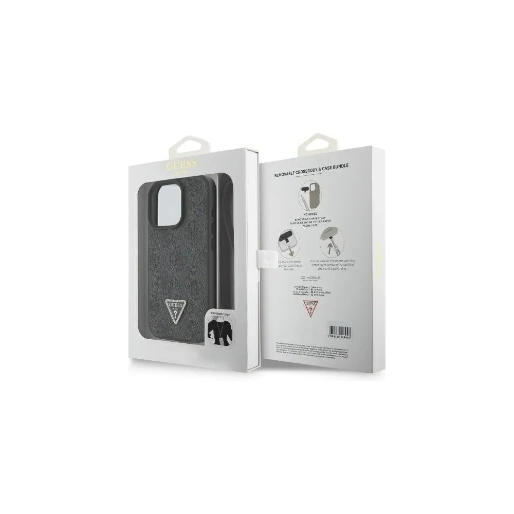 Hurtownia GSM - Eset Guess GUHCP16LP4TDSCPK Apple iPhone 16 Pro kemény tok Bőr Fém Logo Strassz Keresztpánt fekete - GUE3494 - {ean13} - Hurt