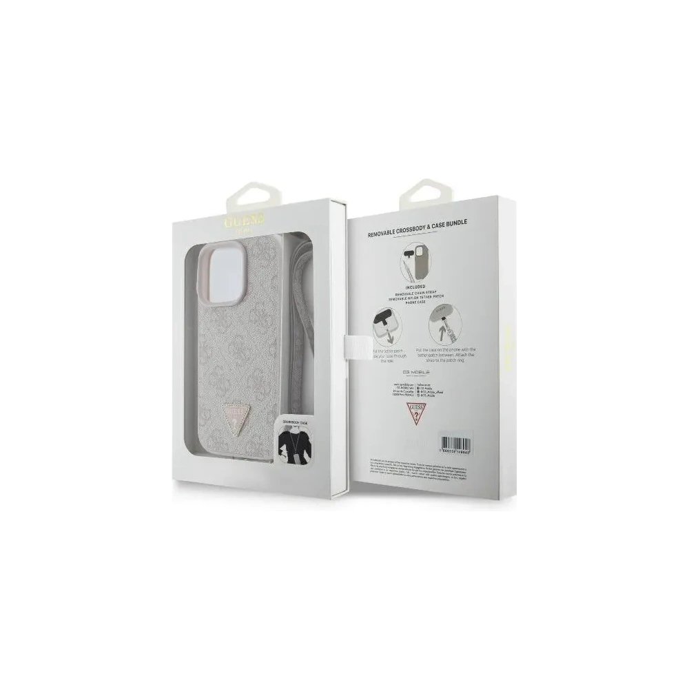 Hurtownia GSM - Eset Guess GUHCP16LP4TDSCPP Apple iPhone 16 Pro kemény tok Bőr Fém Logó Strassz Crossbody rózsaszín - GUE3495 - {ean13} - Hurt