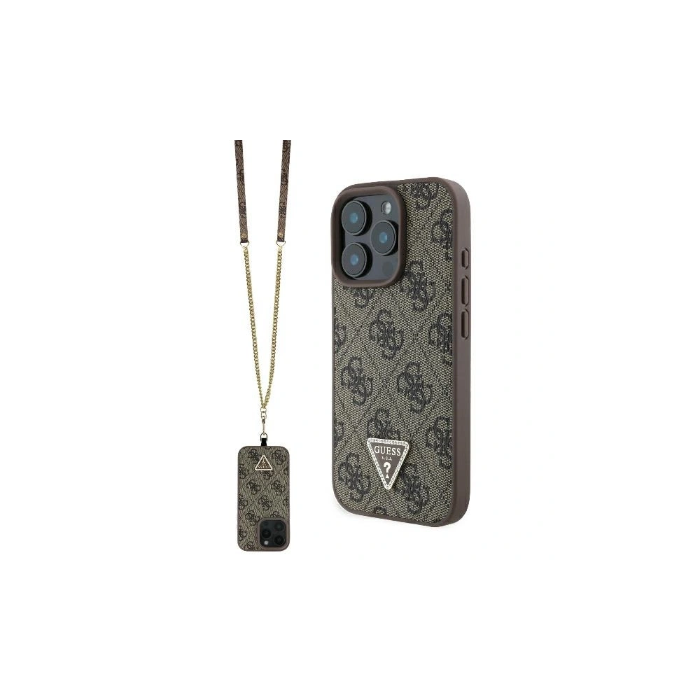 Hurtownia GSM - Fall Guess GUHCP16LP4TDSCPW Apple iPhone 16 Pro Hartschale Leder Metall-Logo Strass Umhängetasche braun - GUE3496 - {ean13} - Hurt