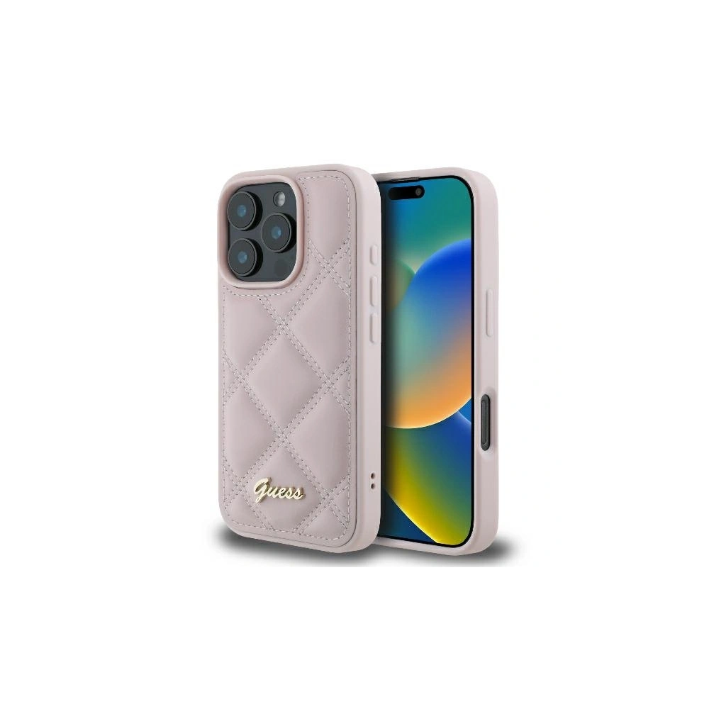Hurtownia GSM - Fall Guess GUHCP16LPSQSQSP Apple iPhone 16 Pro Hardcase Quilted Metal Logo pink - GUE3498 - {ean13} - Hurt