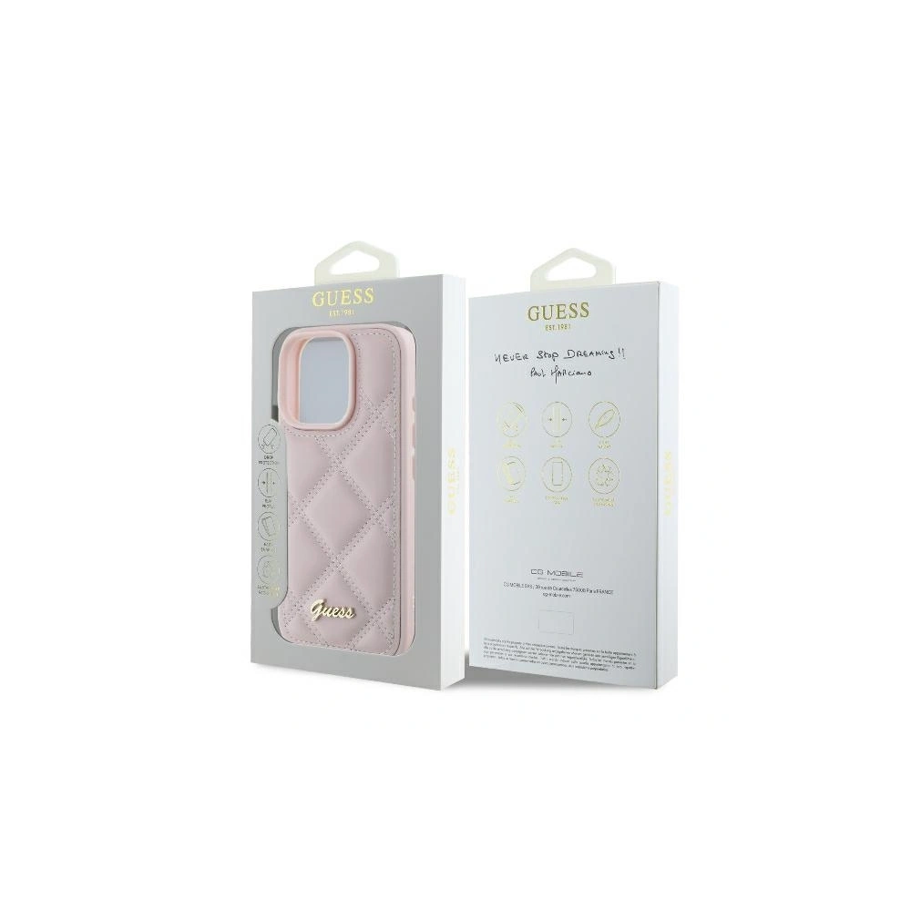 Hurtownia GSM - Fall Guess GUHCP16LPSQSQSP Apple iPhone 16 Pro Hardcase Quilted Metal Logo pink - GUE3498 - {ean13} - Hurt