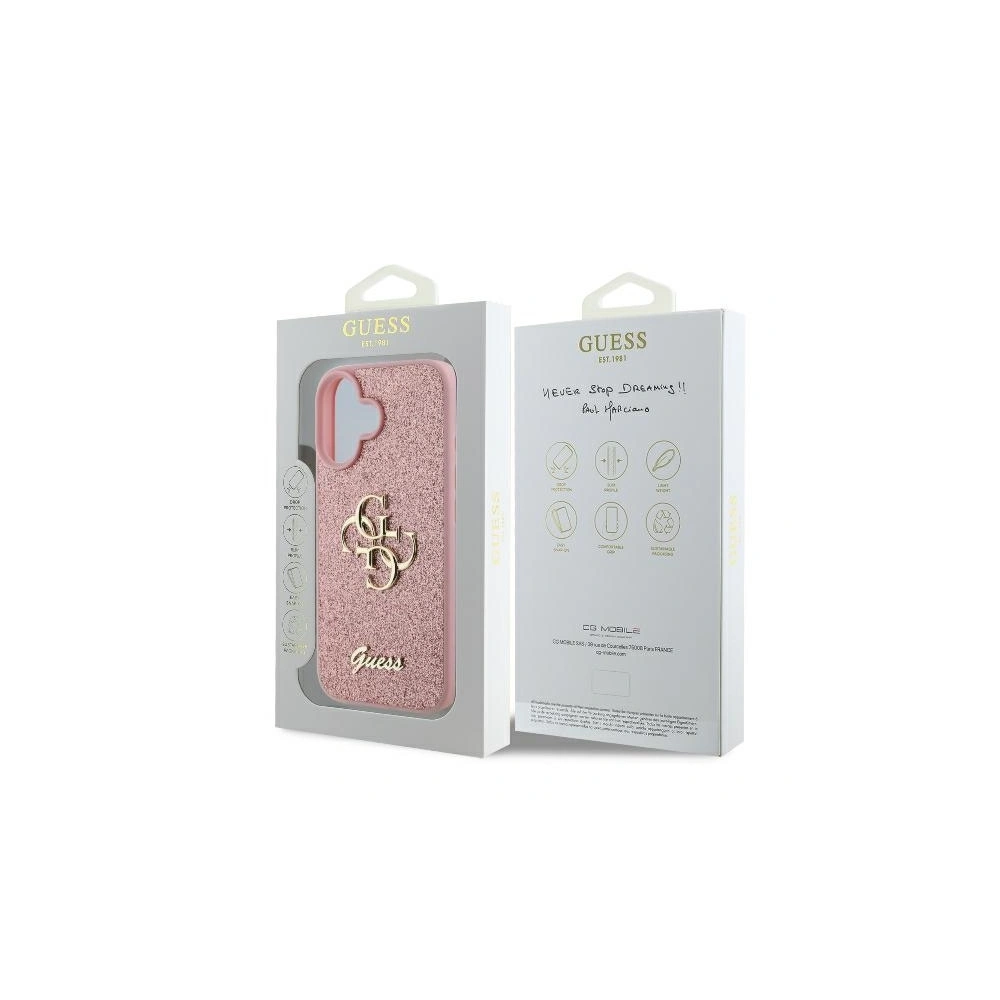 Wholesale Case Guess GUHCP16MHG4SGP Apple iPhone 16 Plus hardcase Fixed Glitter Big 4G pink - GUE3509 - {ean13} - Hurt