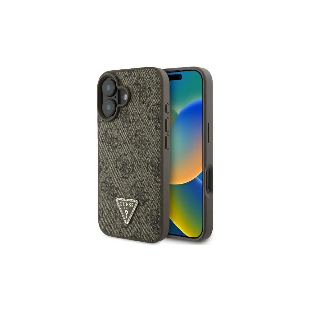 Hurtownia GSM - Pouzdro Guess GUHCP16MP4TDPW Apple iPhone 16 Plus tvrdé pouzdro kožené 4G Triangle Strass MagSafe hnědé - GUE3512 - {ean13} - Hurt