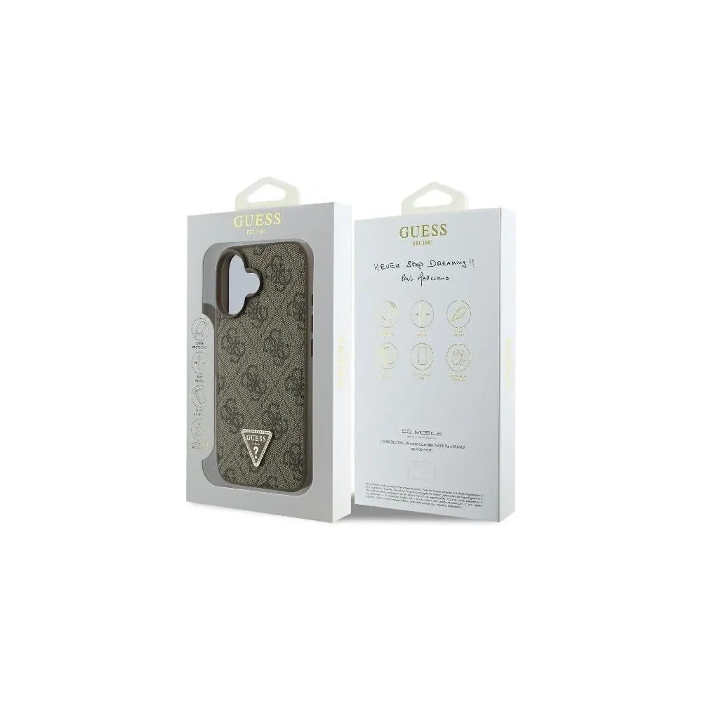 Hurtownia GSM - Pouzdro Guess GUHCP16MP4TDPW Apple iPhone 16 Plus tvrdé pouzdro kožené 4G Triangle Strass MagSafe hnědé - GUE3512 - {ean13} - Hurt
