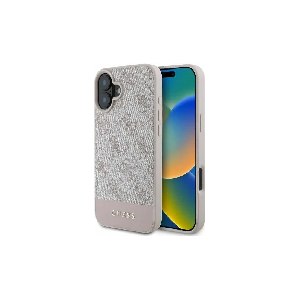 Wholesale Case Guess GUHCP16SG4GLPI Apple iPhone 16 hardcase 4G Bottom Stripe pink - GUE3519 - {ean13} - Hurt