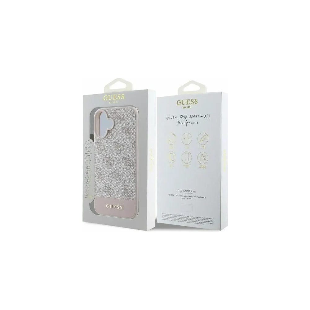 Wholesale Case Guess GUHCP16SG4GLPI Apple iPhone 16 hardcase 4G Bottom Stripe pink - GUE3519 - {ean13} - Hurt