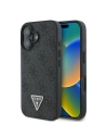 Case Guess GUHCP16SP4TDPK Apple iPhone 16 hardcase Leather 4G Triangle Strass MagSafe black - iPhone 16 - Guess