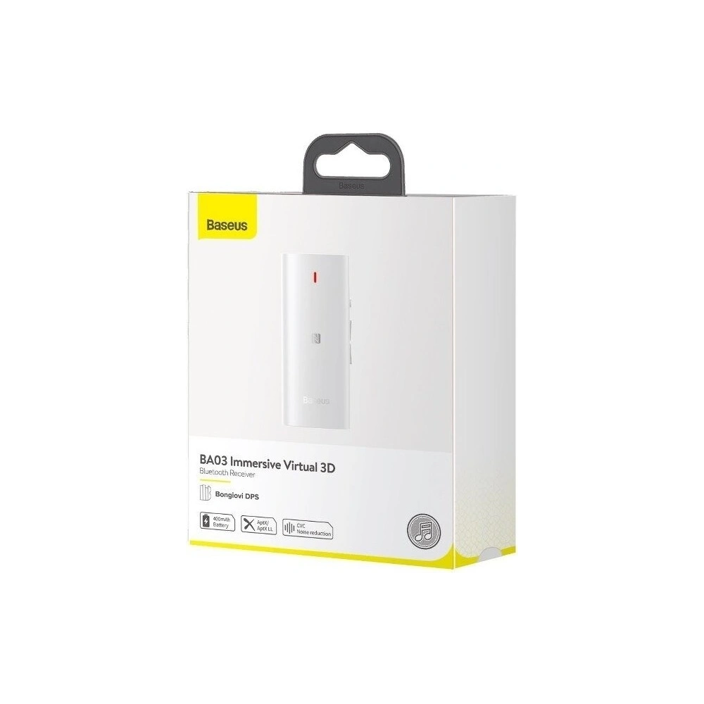 Hurtownia GSM - Odbiornik Bluetooth 5.0 Baseus BA03, dźwięk 3D, NFC, aptX (biały) - BSU956WHT - {ean13} - Hurt