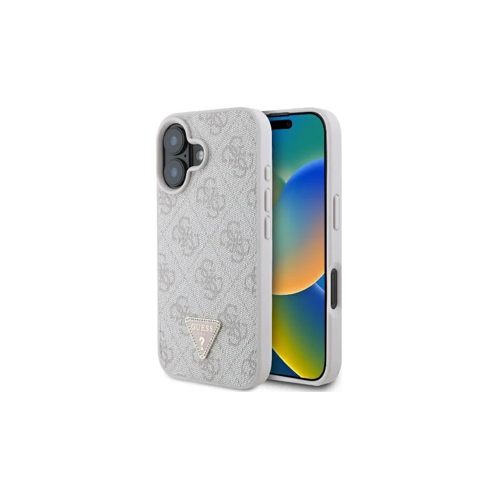 Hurtownia GSM - Caz Guess GUHCP16SP4TDPP Apple iPhone 16 husă din piele 4G Triangle Strass MagSafe roz - GUE3524 - {ean13} - Hurt