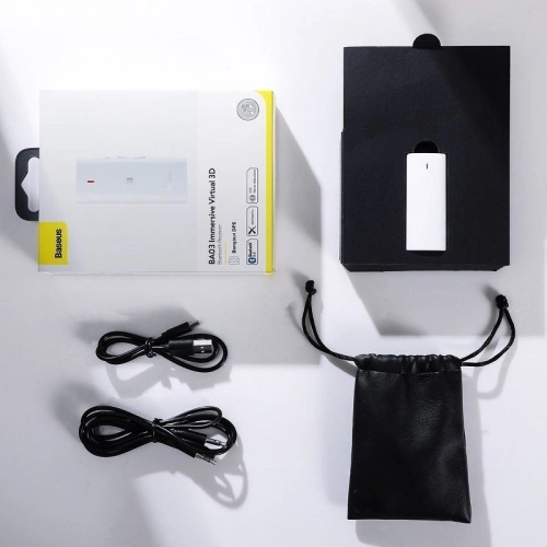 Odbiornik Bluetooth 5.0 Baseus BA03, dźwięk 3D, NFC, aptX (biały)