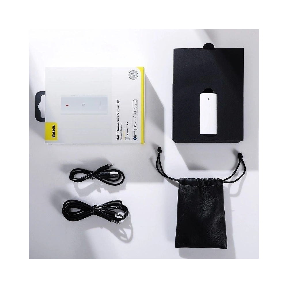 Hurtownia GSM - Odbiornik Bluetooth 5.0 Baseus BA03, dźwięk 3D, NFC, aptX (biały) - BSU956WHT - {ean13} - Hurt