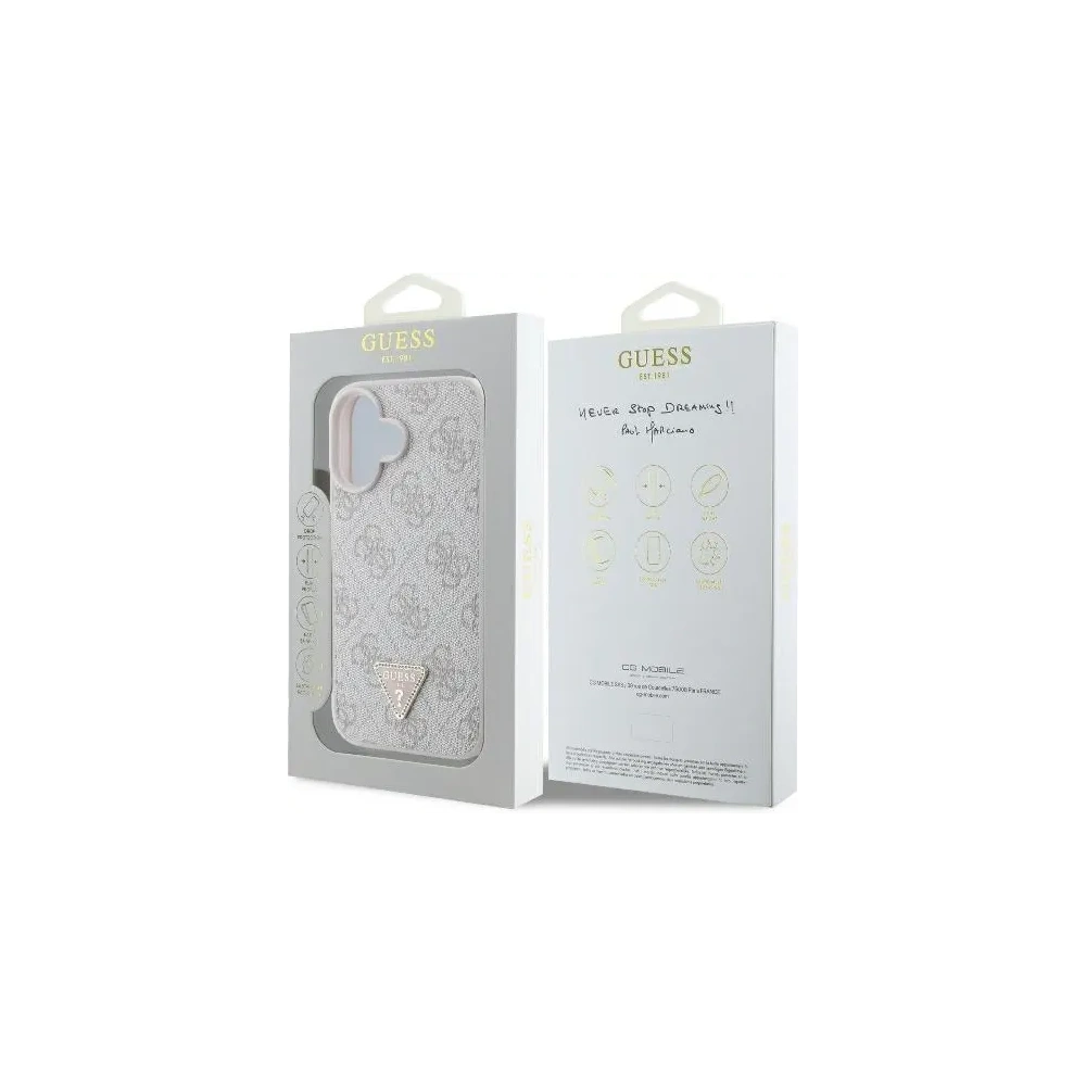 Hurtownia GSM - Caz Guess GUHCP16SP4TDPP Apple iPhone 16 husă din piele 4G Triangle Strass MagSafe roz - GUE3524 - {ean13} - Hurt