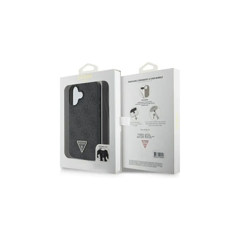 Hurtownia GSM - Eset Guess GUHCP16SP4TDSCPK Apple iPhone 16 kemény tok Bőr Fém Logó Strassz Crossbody fekete - GUE3526 - {ean13} - Hurt